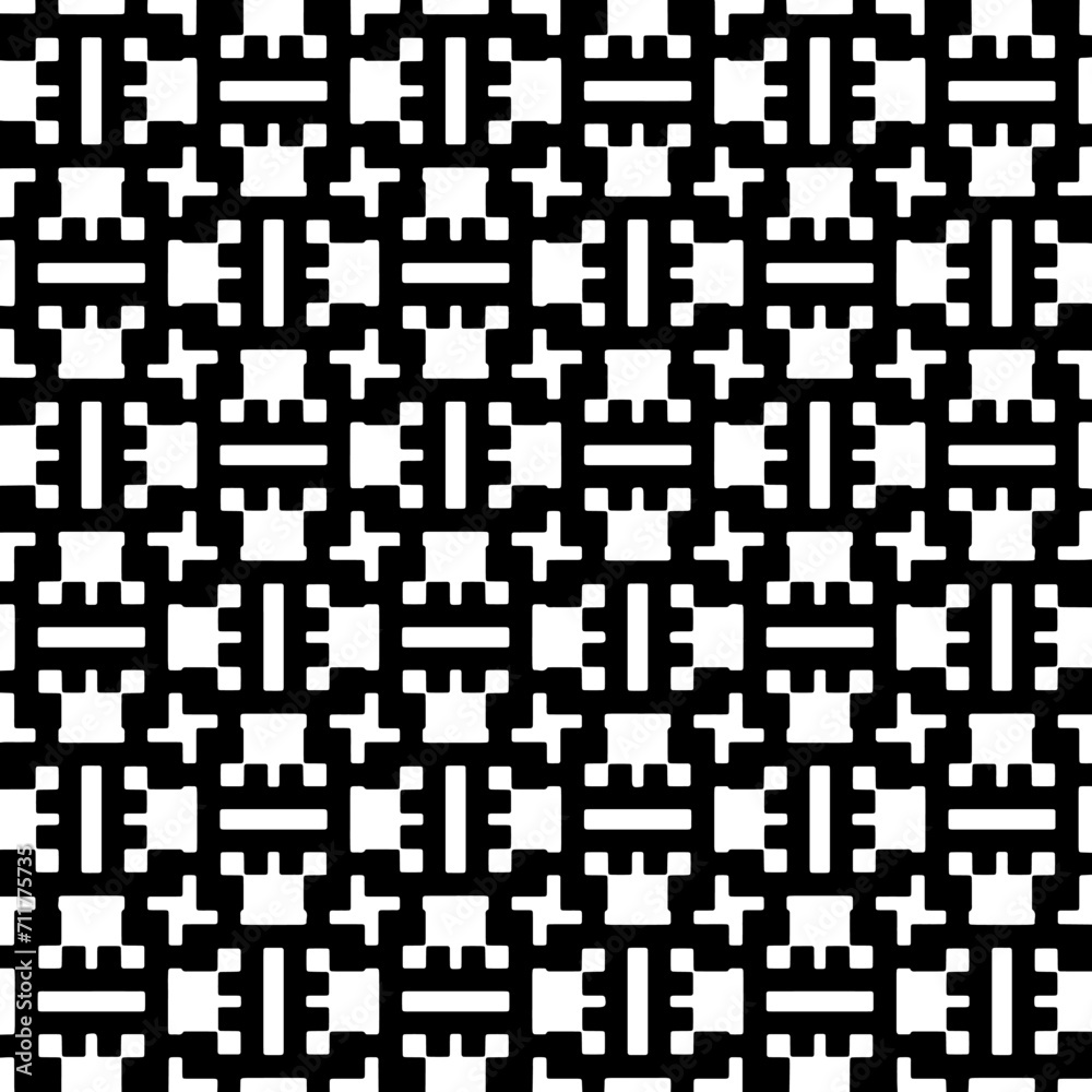 Abstract black figures on a whire background. Seamless texture for fashion, textile design, on wall paper, wrapping paper, fabrics and home decor. Simple repeat pattern. Abstract black figures on a whire background. Seamless texture for fashion, textile design, on wall paper, wrapping paper, fabrics and home decor. Simple repeat pattern.