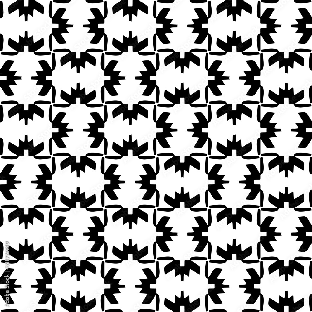 Abstract black figures on a whire background. Seamless texture for fashion, textile design, on wall paper, wrapping paper, fabrics and home decor. Simple repeat pattern. Abstract black figures on a whire background. Seamless texture for fashion, textile design, on wall paper, wrapping paper, fabrics and home decor. Simple repeat pattern.