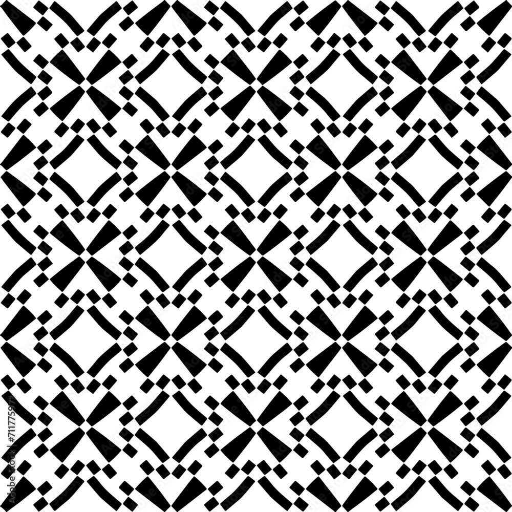 Abstract black figures on a whire background. Seamless texture for fashion, textile design,  on wall paper, wrapping paper, fabrics and home decor. Simple repeat pattern.