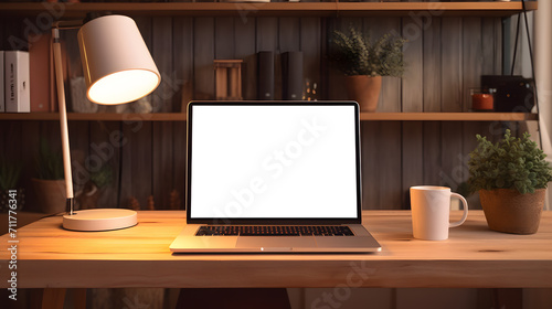 a laptop on a table photo