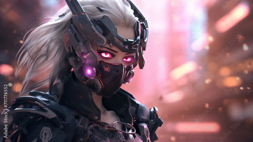 Futuristic cyborg girl cyberpunk concept background AI generated image Futuristic cyborg girl cyberpunk concept background AI generated image