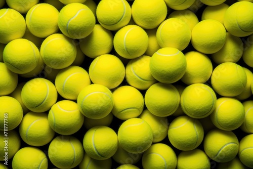 A captivating image of a towering pile of yellow tennis balls, creating an eye-catching display, Lots of vibrant tennis balls, pattern of new tennis balls for background, AI Generated © Iftikhar alam