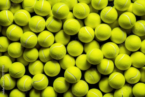 A massive stack of tennis balls arranged neatly, ready for tennis games or training sessions, Lots of vibrant tennis balls, pattern of new tennis balls for background, AI Generated © Iftikhar alam