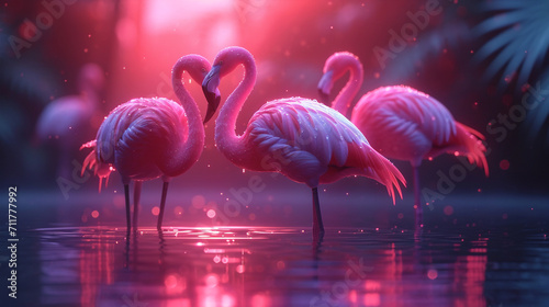 color pink flamingo animal 3d simple background