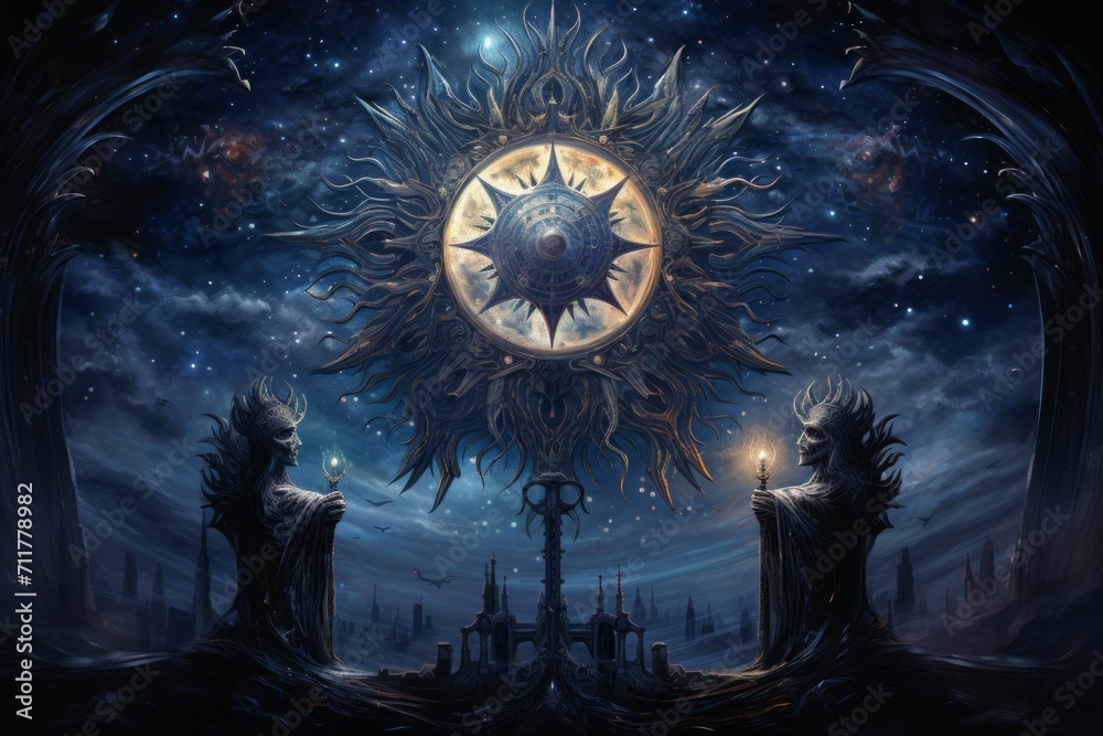 Fototapeta premium Celestial guardians of the stars, protecting the cosmic balance with their celestial might - Generative AI