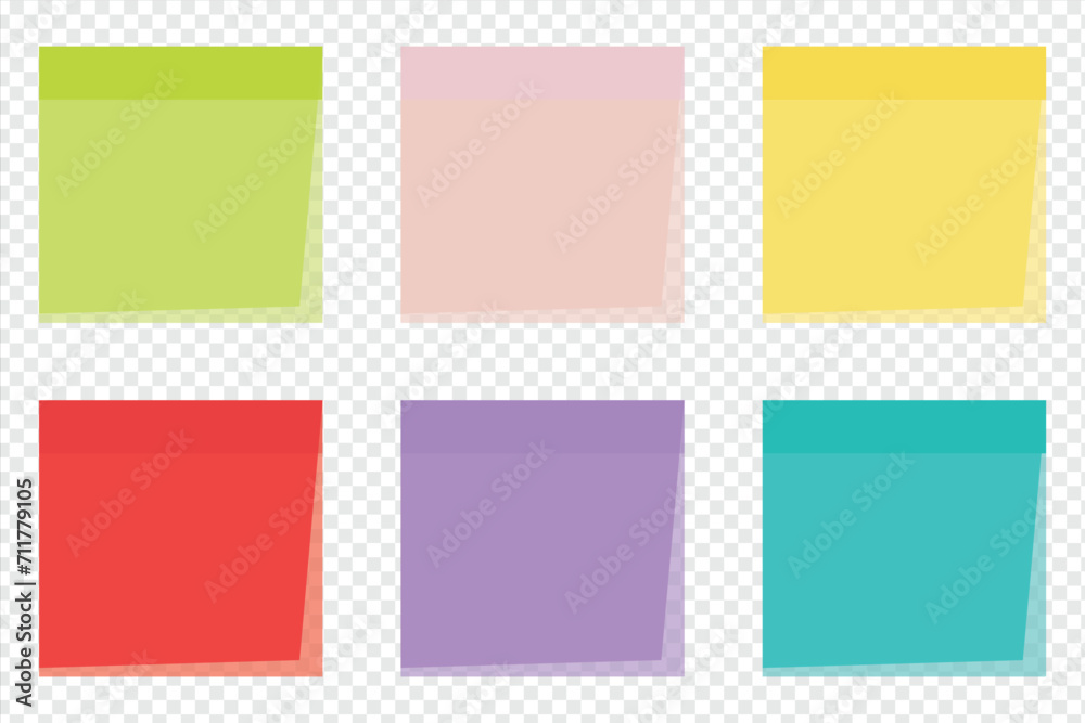 Multicolor post it notes isolated on transparent background. Colored sticky note set. Vector realistic illustration. eps file 3. Multicolor post it notes isolated on transparent background. Colored sticky note set. Vector realistic illustration. eps file 3.