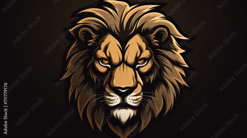 Lion head mascot logo background AI generated image