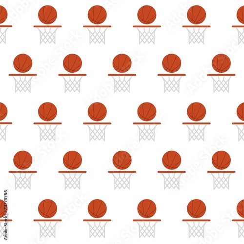 Basketball background. Seamless sports pattern with orange balls isolated on white background © sljubisa