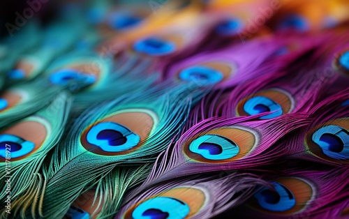 Close-up of Vibrant Peacock Feathers