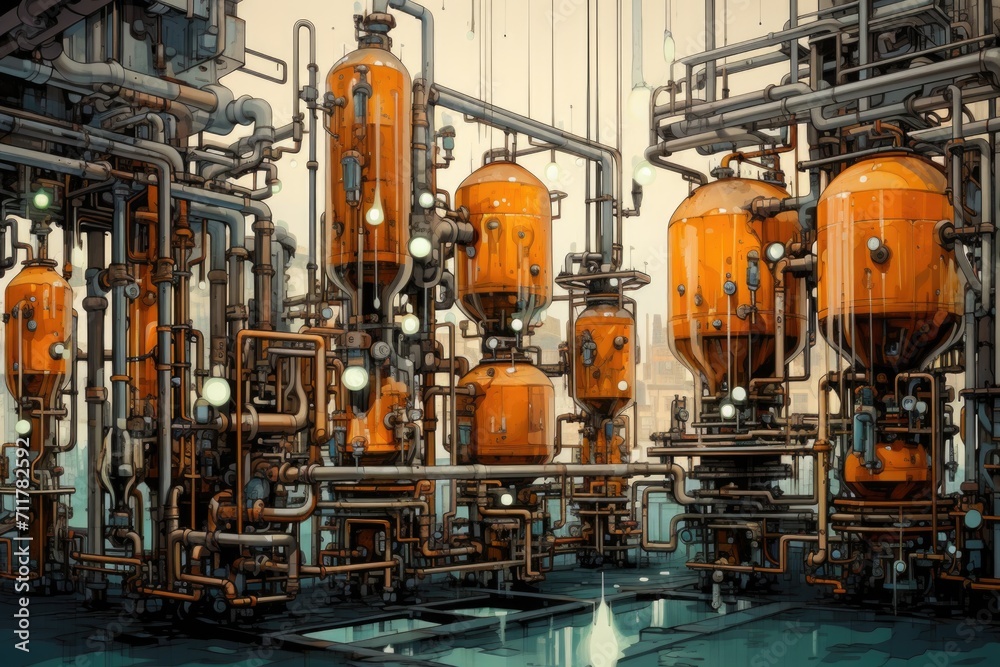 Industrial zone, oil refining equipment, Modern technologies