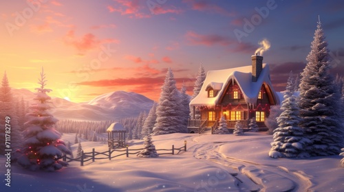 Magic of Christmas with enchanting scene © Cloudyew