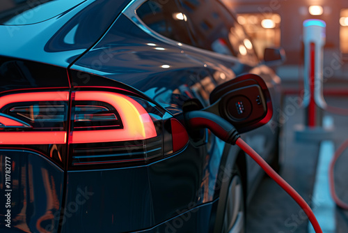 electric car charging, close up
