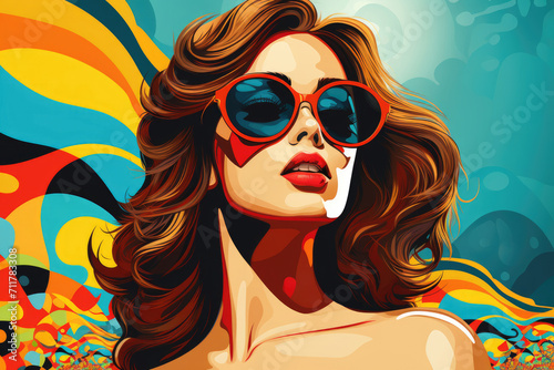 Woman in sunglasses pop art portrait