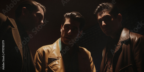 mafia wise guys in an alley way that looks like a scene from a movie