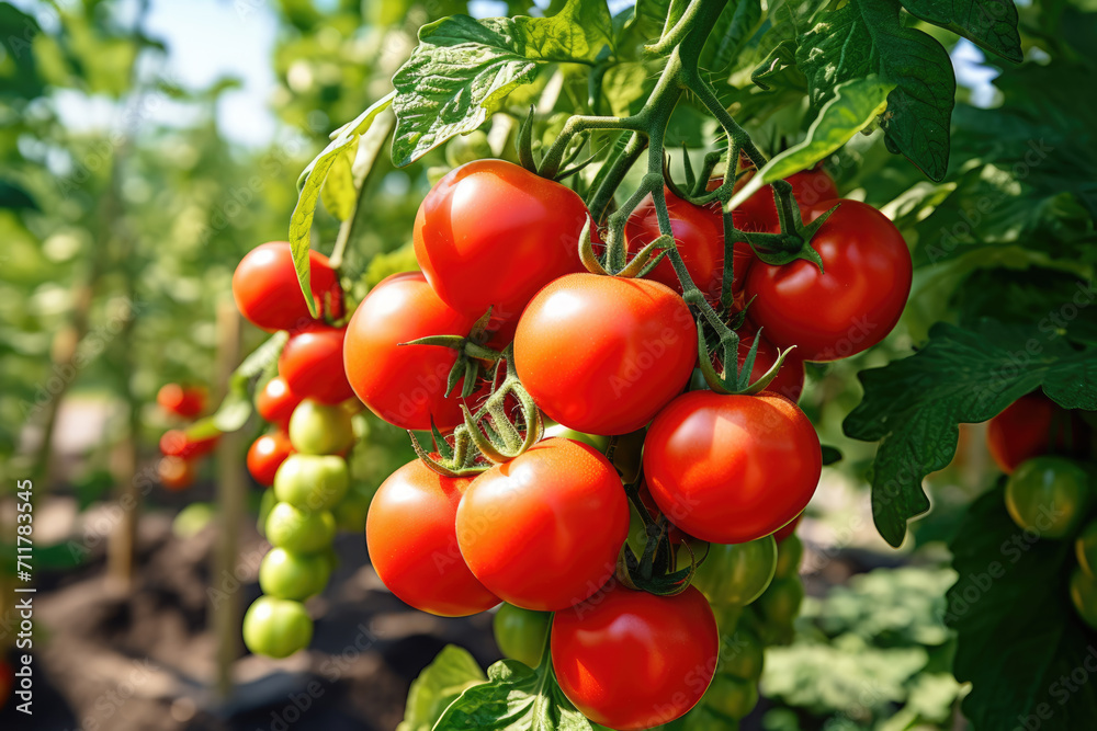 Cherry tomatoes on a bush close-up