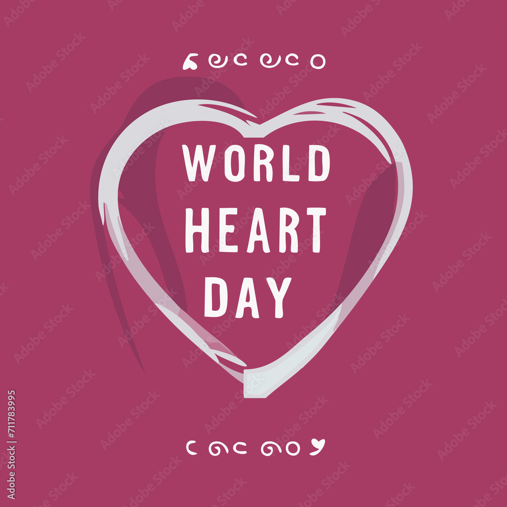 Heart. Stethoscope. World Health Day. Healthcare, health protection and global medicine poster. Illustration of world health day, international event. Stethoscope design. 7. April. Heart. Health. 2024