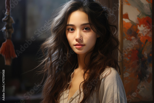 Attractive beautiful Asian girl with long hair © Michael
