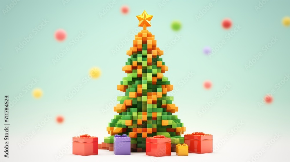 Fototapeta premium Spirit of the season with a pixelated Happy Christmas