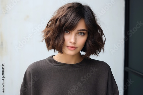 Woman with dark hair in casual clothes
