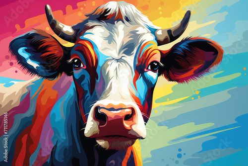 Colorful pop art design cow © Michael