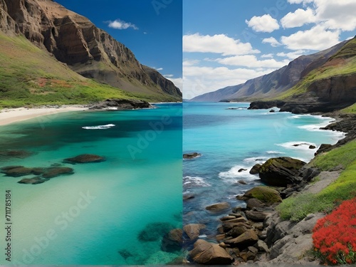 water, lake, landscape, sea, sky, mountain, coast, nature, beach, ocean, island, mountains, travel