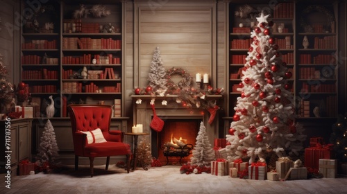 Radiating holiday spirit and charm with this beautifully crafted Christmas scene