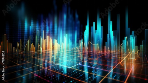 Abstract cityscape with neon lights