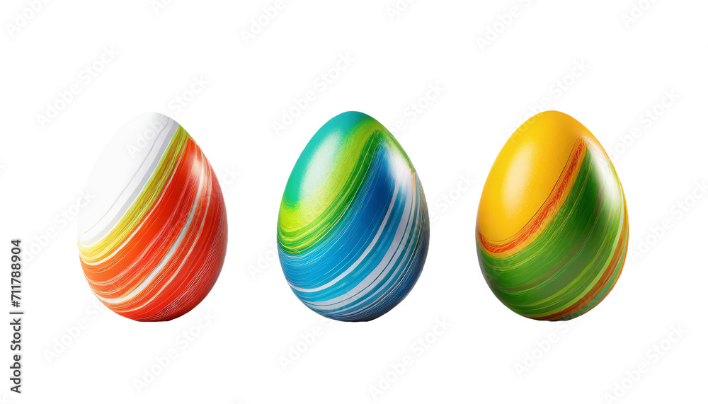 Easter eggs on transparent background. 3d render. Happy Easter concept.