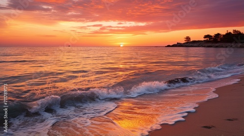 Beautiful sunset over the ocean © Cloudyew