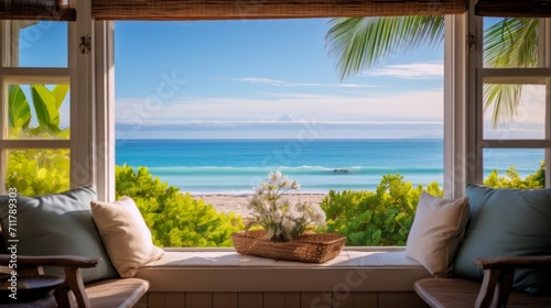 Window with a view of the ocean