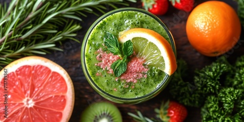 Green Smoothie. Greenery, Fruits. Raw eating. Body cleansing. Colorful Vegetarian juices. Healthy lifestyle. Eco-friendly. Farm. Healthy Food. Organic products. Proper nutrition
