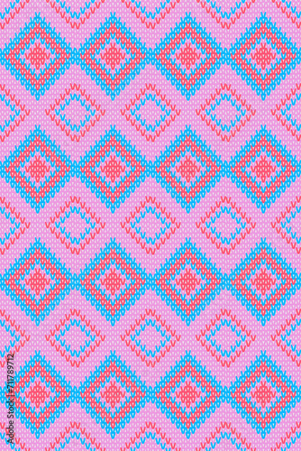 Seamless pink-tone knitted fabric vector pattern,realistic,yarn