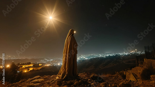Jesus' prayer in Gethsemane. Holy Week, Good Friday concept. Generative AI. photo