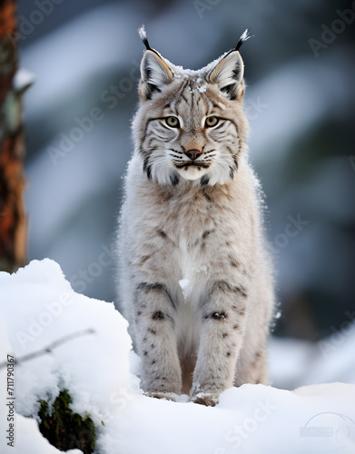 a lynx standing in the snow