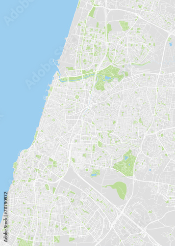 City map Tel Aviv, color detailed plan, vector illustration photo