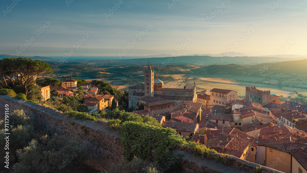 Massa Marittima view from the Cassero Senese fortress, Tuscany, Italy - obrazy, fototapety, plakaty 