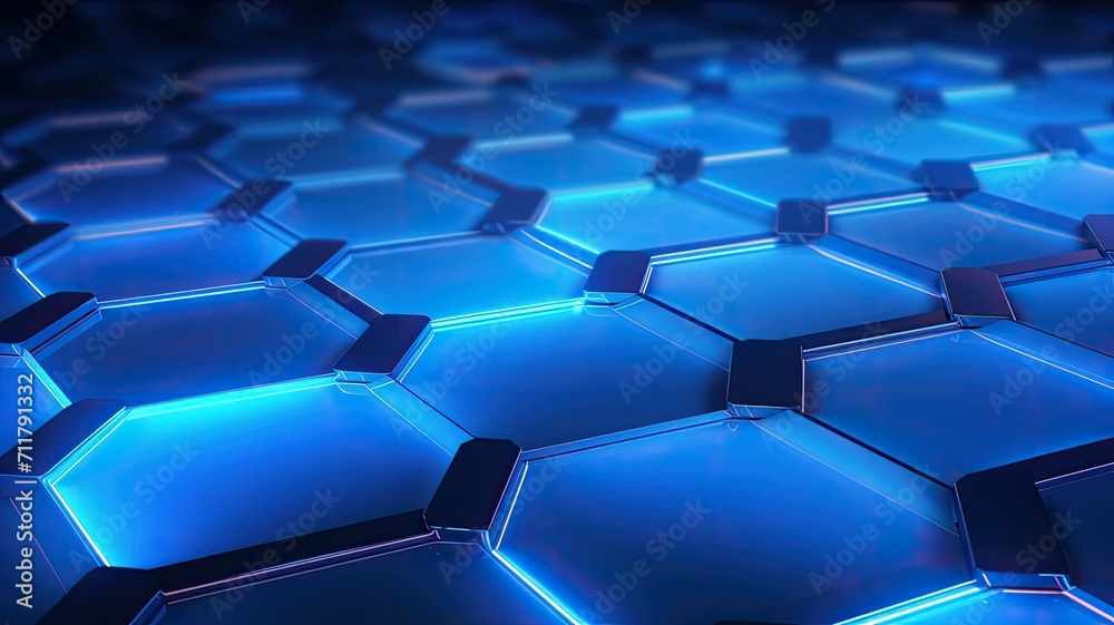 an abstract blue technology hexagonal background, in a minimalist modern style, capturing the essence of technological sophistication and simplicity. an abstract blue technology hexagonal background, in a minimalist modern style, capturing the essence of technological sophistication and simplicity.