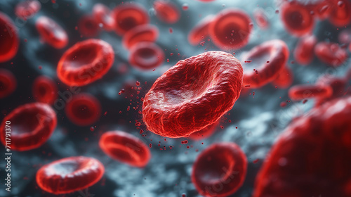 Microscopic Blood Cell Wave: Leukocytes and Erythrocytes . Generative AI.