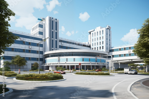 Hospital building. Care center. Building in the medical field. Medical profession. Hospital building architecture.
​