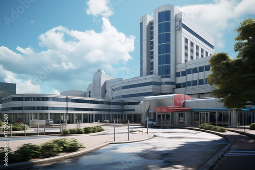 Hospital building. Care center. Building in the medical field. Medical profession. Hospital building architecture. ​