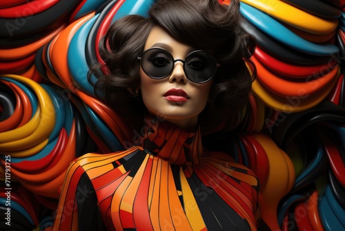 Woman model in colorful glasses, in the style of pop art influence © cristian