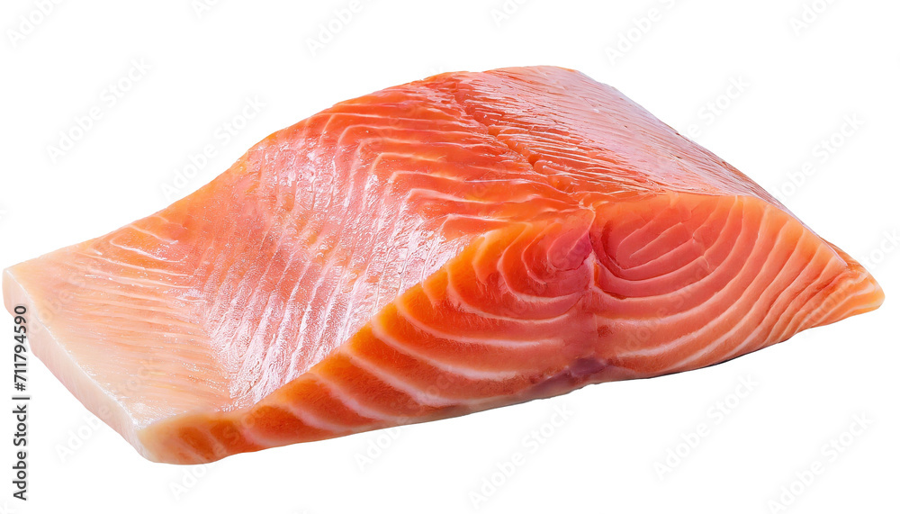 Raw salmon steak isolated on white background