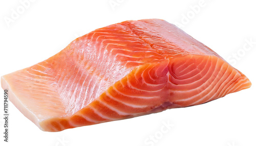 Raw salmon steak isolated on white background
