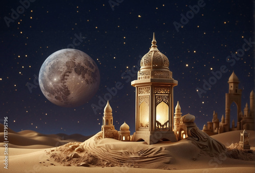 Ramadan Kareem Lantern sand sculpture