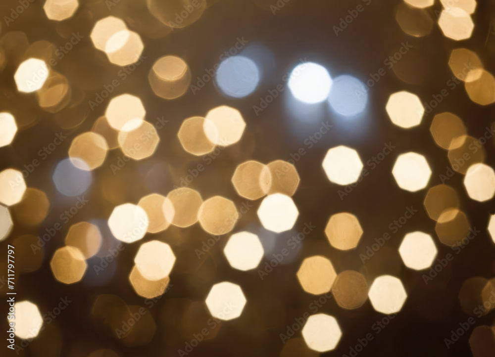 Obraz premium Luxury Blurred abstract background with gold and silver bokeh.