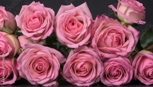 Light pink bouquet of roses macro background 