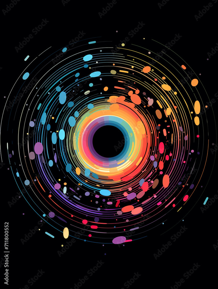 T-shirt design, a series of concentric circles of various colors, radiating outwards like a ripple in a pond created with Generative Ai T-shirt design, a series of concentric circles of various colors, radiating outwards like a ripple in a pond created with Generative Ai
