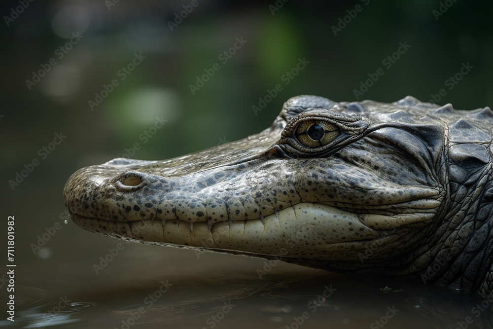 Obraz premium Scary alligator in its natural swamp habitat