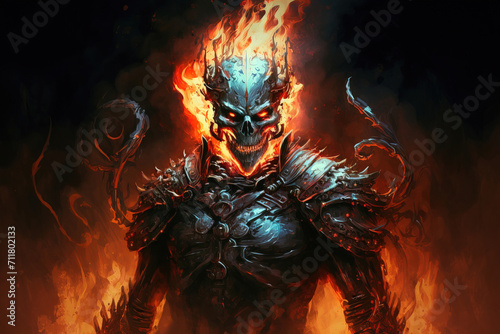 burning skull in fire © Edik