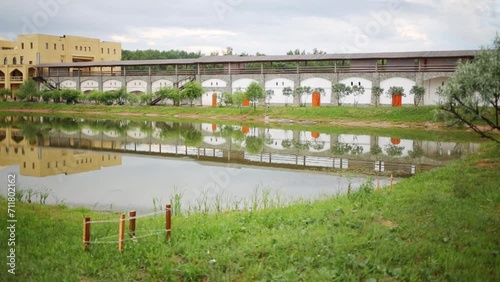 Pond in cultural complex Etnomir in Borovsk.  photo